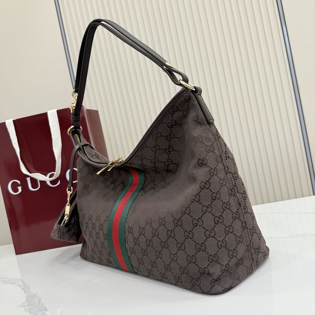 GG original canvas large shoulder bag A008NS dark coffee