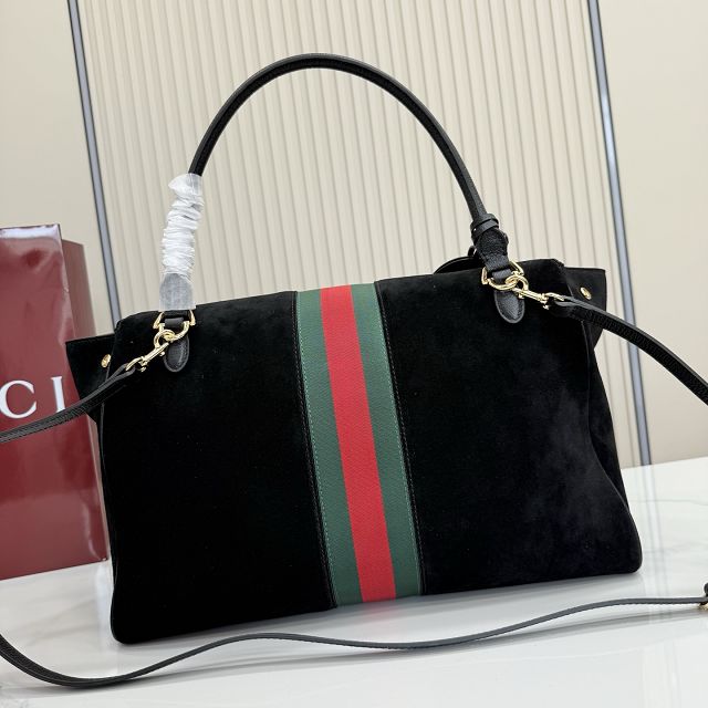 GG original suede paparazzo large top handle bag 875019 black