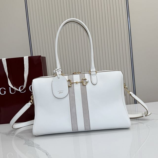 GG original calfskin borsetto large boston bag 866734 white