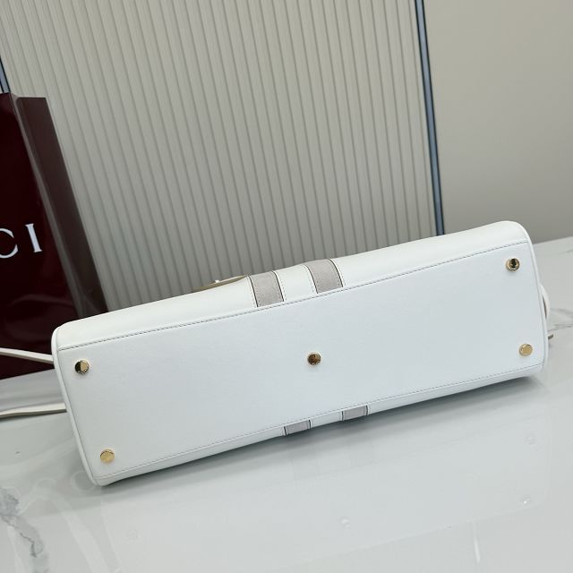 GG original calfskin borsetto large boston bag 866734 white