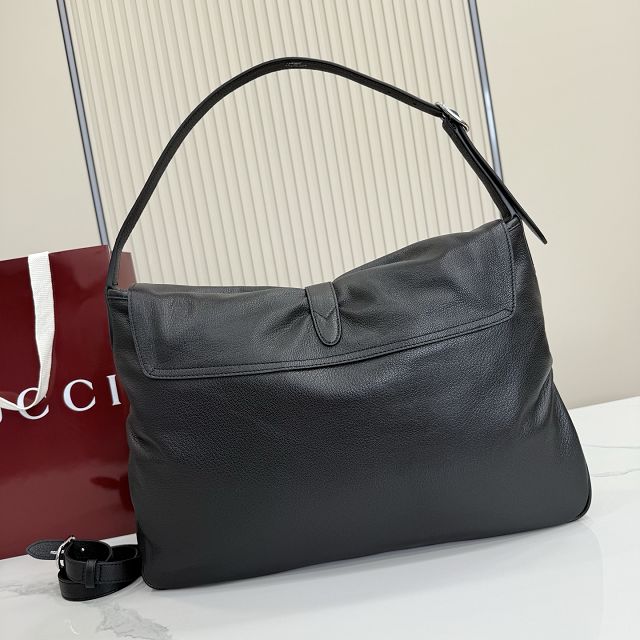 GG original calfskin jackie flap large crossbody bag A005ZI black