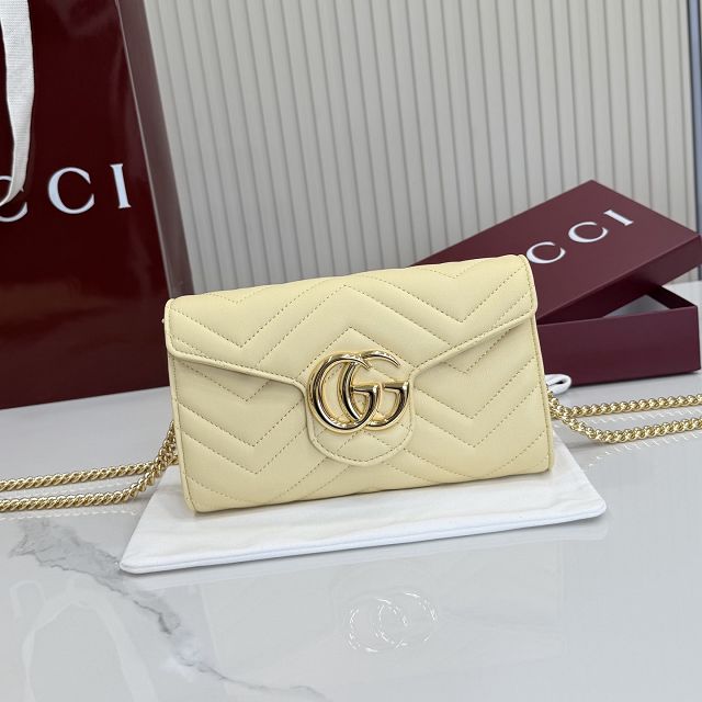 GG original calfskin marmont wallet on chain 837745 light yellow