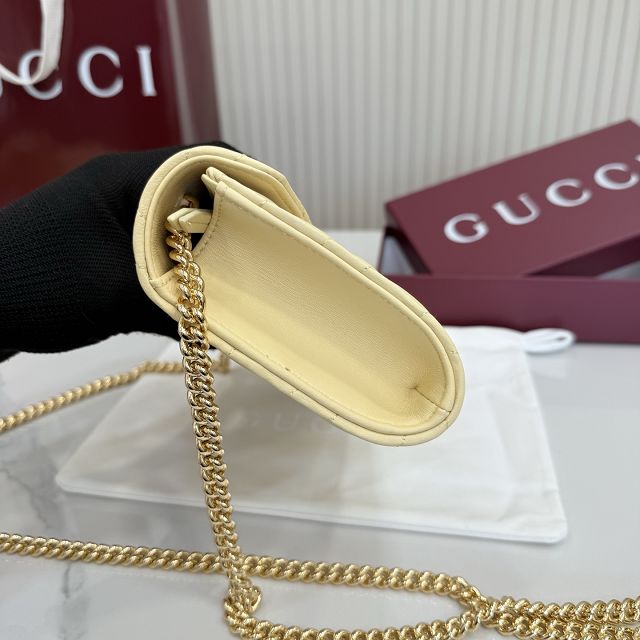 GG original calfskin marmont wallet on chain 837745 light yellow