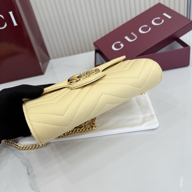 GG original calfskin marmont wallet on chain 837745 light yellow