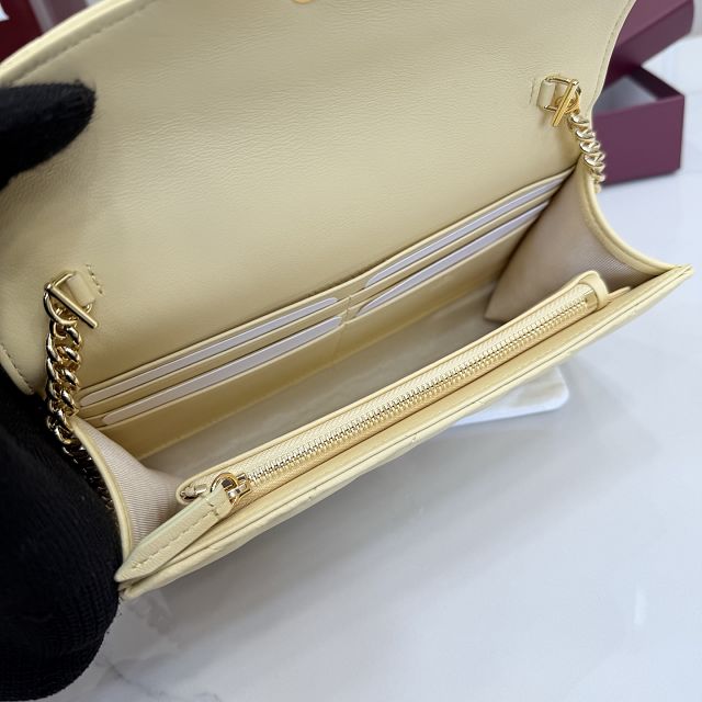 GG original calfskin marmont wallet on chain 837745 light yellow