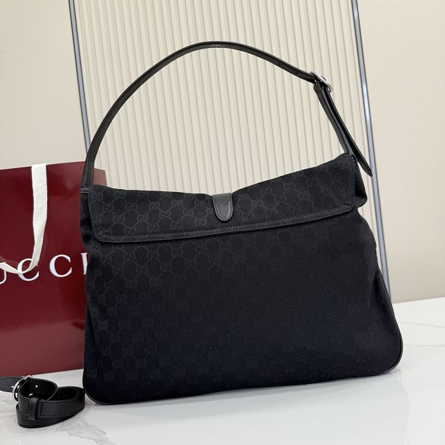 GG original canvas jackie flap large crossbody bag A005ZI black
