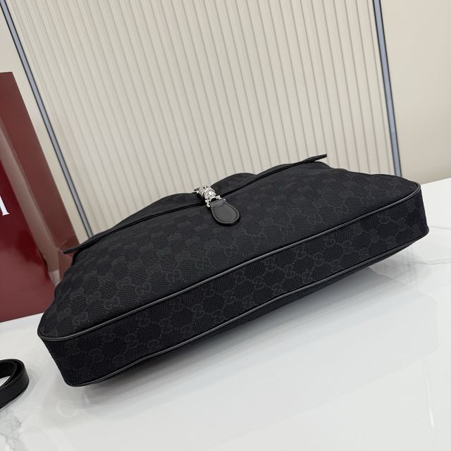GG original canvas jackie flap large crossbody bag A005ZI black