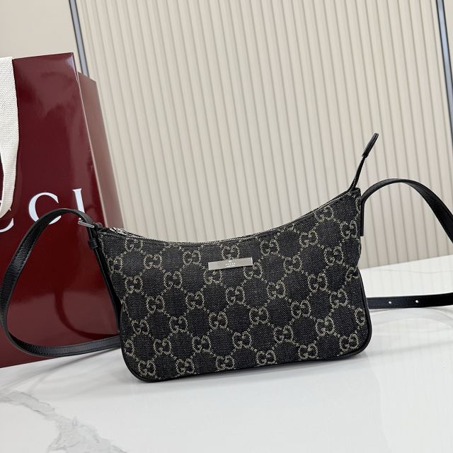 GG original denim lunetta small shoulder bag 874743 black
