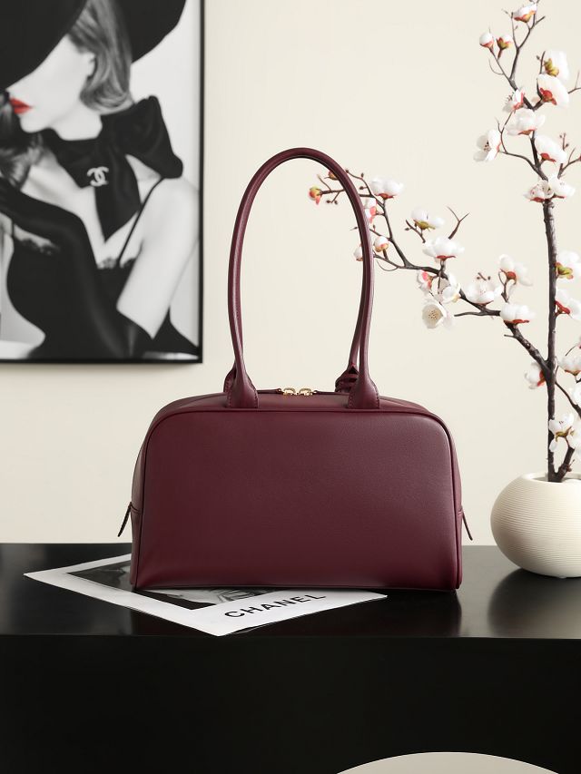 CC calfskin medium bowling bag AS6580 bordeaux