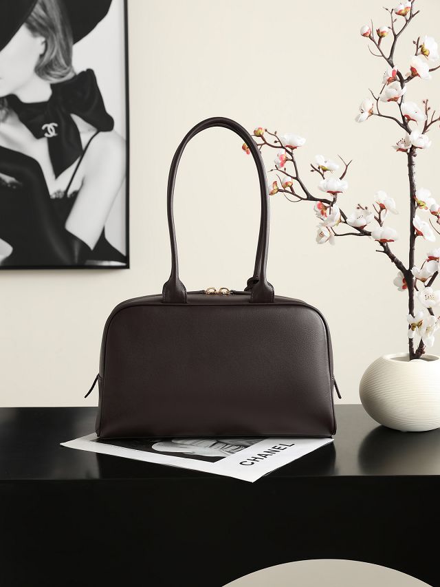 CC calfskin medium bowling bag AS6580 dark brown
