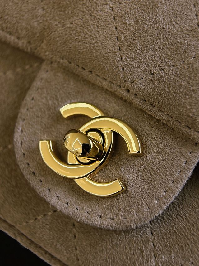 CC suede calfskin mini flap bag AS6626 light brown