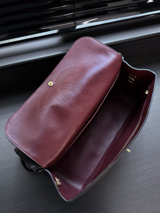 CC grained calfskin maxi flap bag AS6231 dark brown