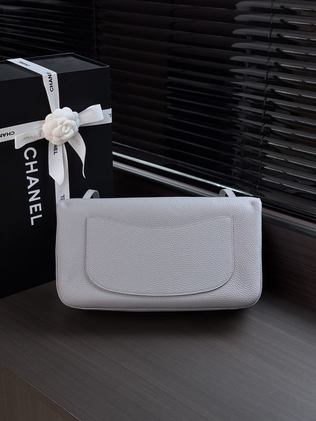 CC grained calfskin maxi flap bag AS6231 light blue