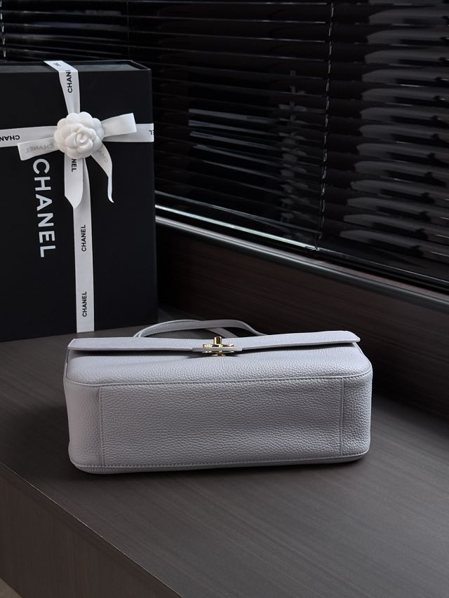 CC grained calfskin maxi flap bag AS6231 light blue