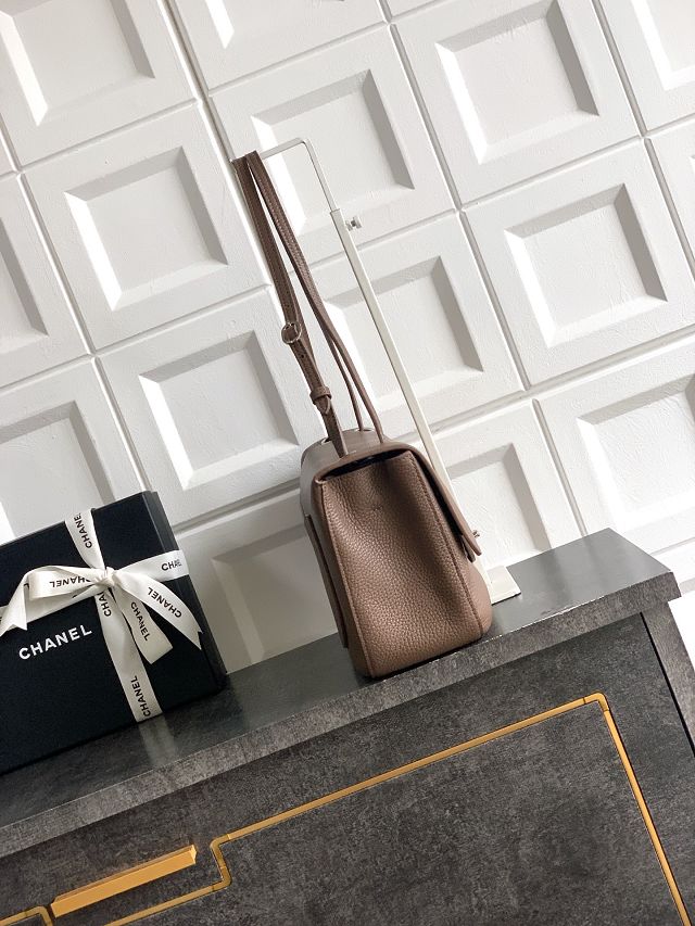 CC grained calfskin maxi flap bag AS6231 light brown