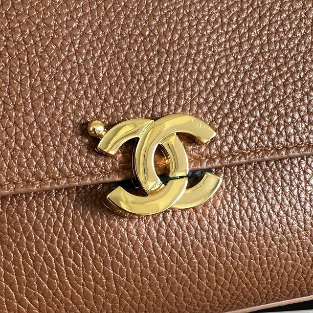 CC grained calfskin maxi flap bag AS6482 brown