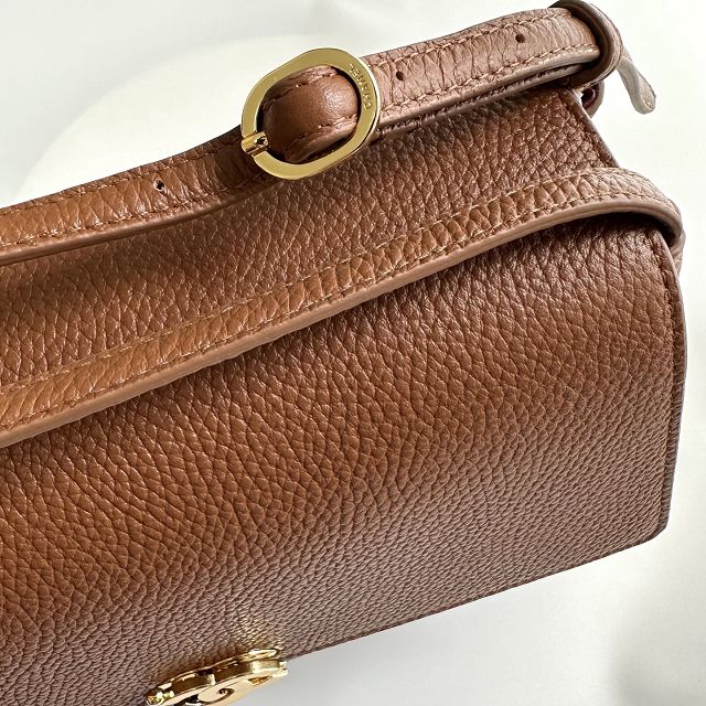 CC grained calfskin maxi flap bag AS6482 brown