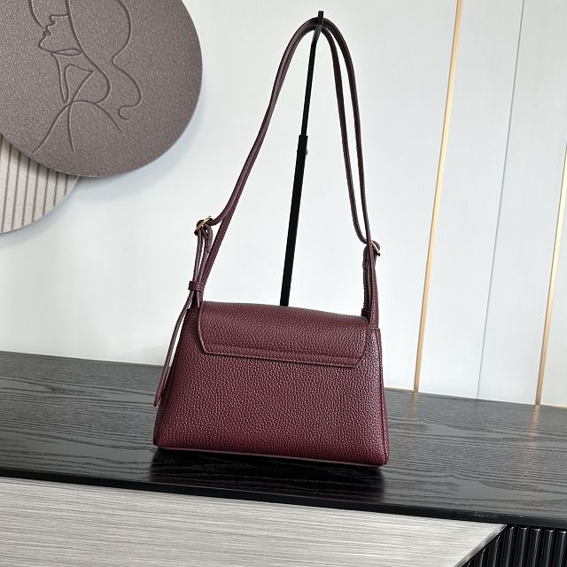 CC grained calfskin small flap bag AS6489 bordeaux