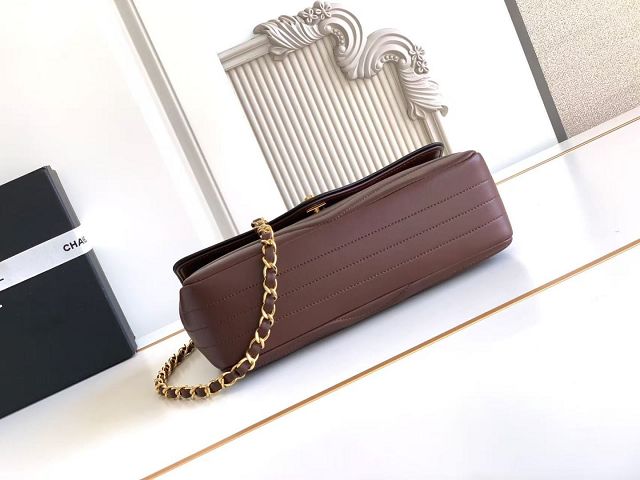 CC lambskin medium flap bag AS6497 dark brown