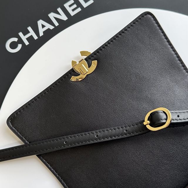 CC lambskin small flap bag AS6489 black