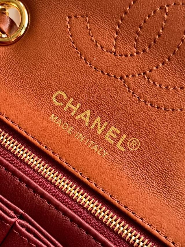 CC lambskin small flap bag AS6498 brown