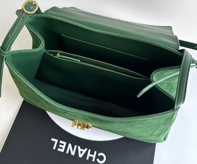 CC suede calfskin maxi flap bag AS6482 green