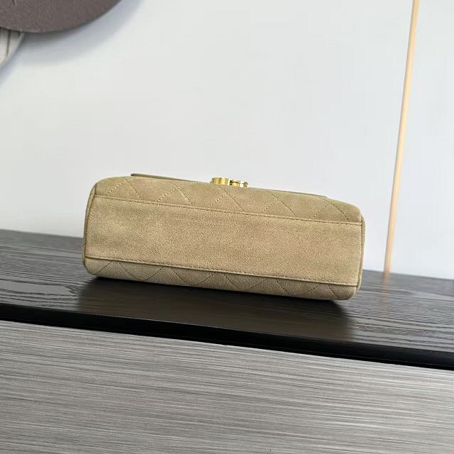 CC suede calfskin small flap bag AS6489 beige