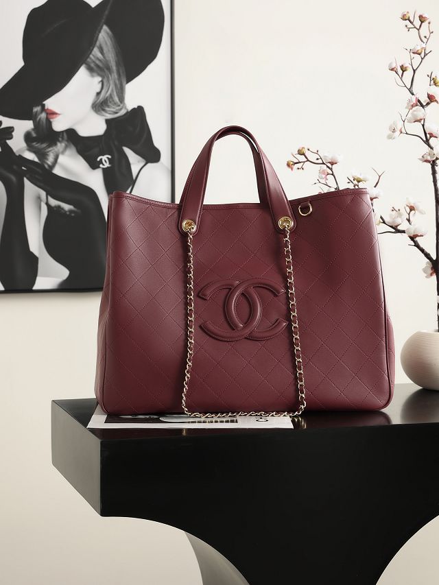 CC calfskin medium shopping bag AS6201 wine