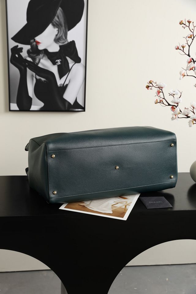 CC grained calfskin large shopping bag AS6245 dark green