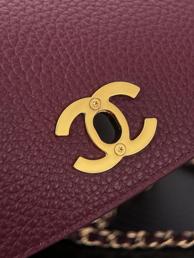 CC grained calfskin small tote bag AS6427 bordeaux
