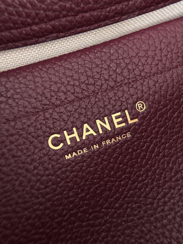 CC grained calfskin small tote bag AS6427 bordeaux