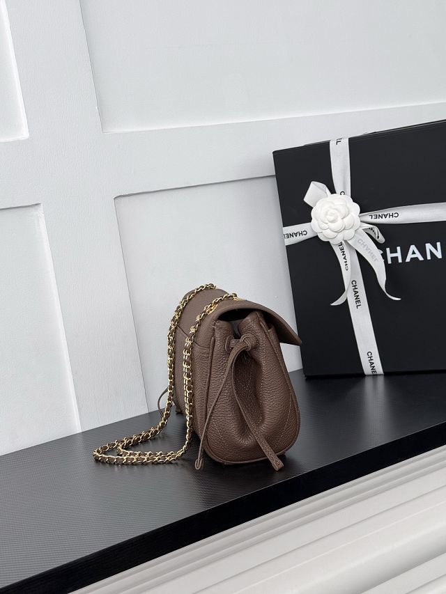 CC grained calfskin small tote bag AS6427 dark brown