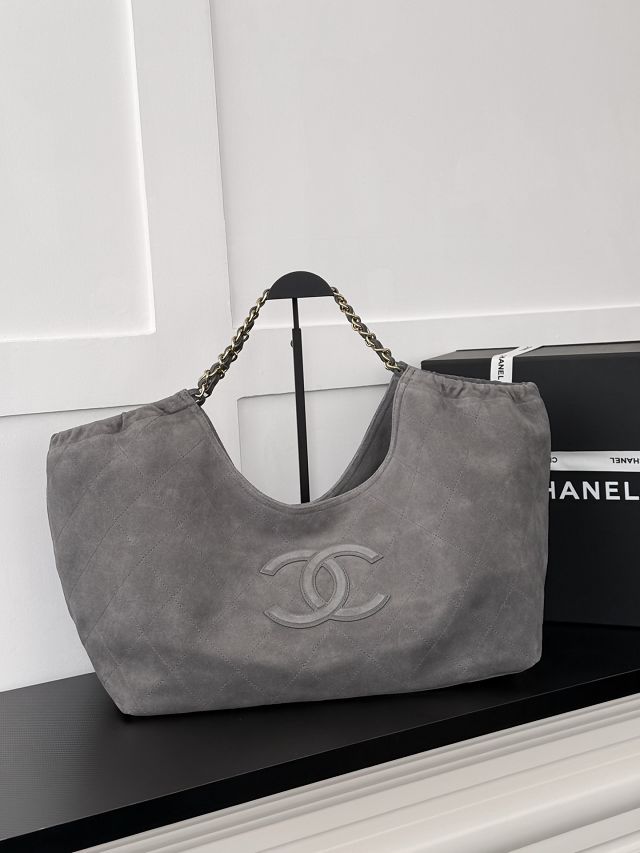 CC suede calfskin large shopping bag AS6475 grey