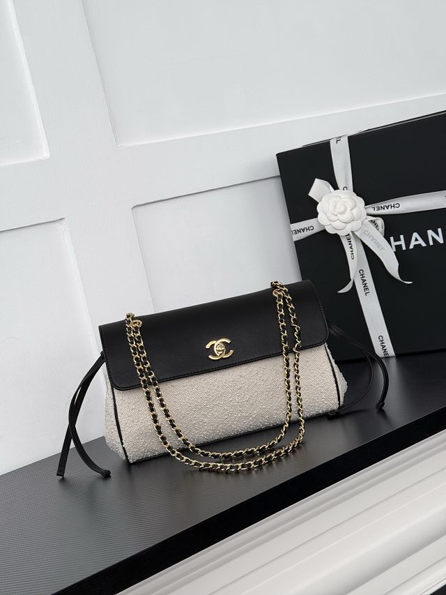 CC tweed small tote bag AS6427 white