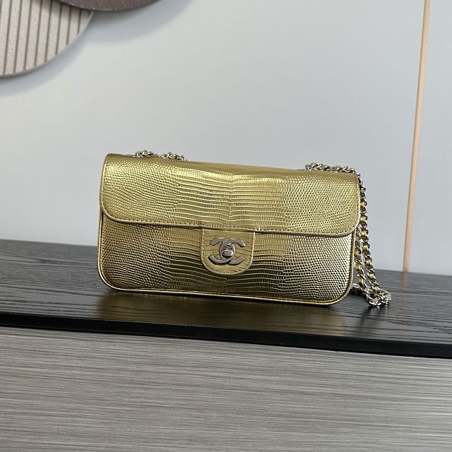 CC lizard calfskin small flap bag AS6340 gold