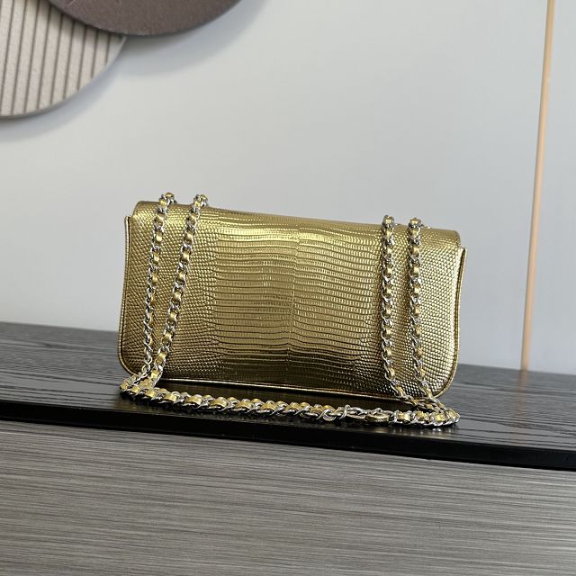 CC lizard calfskin small flap bag AS6340 gold