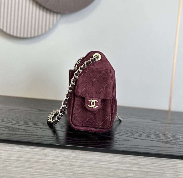 CC suede calfskin 25 mini handbag AS5631 burgundy