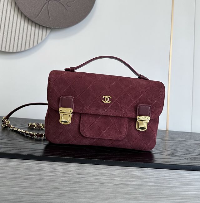CC suede calfskin backpack AS6465 bordeaux