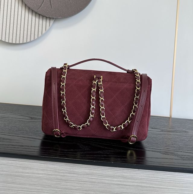 CC suede calfskin backpack AS6465 bordeaux
