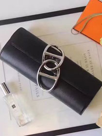 Hermes original calfskin handmade egee clutch E001 black
