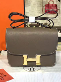 Hermes original epsom leather small constance bag C019 etoupe grey