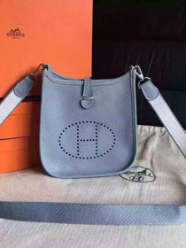 Hermes original togo leather mini evelyne tpm 17 shoulder bag E17 blue lin