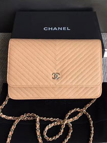 CC original grained leather woc chain bag 33814-8 apricot