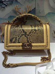 CC original python leather medium le boy flap bag 67086 apricot