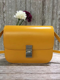 Celine original liege calfskin large classic box bag 11045-1 yellow