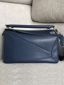 Loewe original calfskin medium puzzle bag A510P49 navy blue