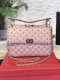 Valentino original lambskin rockstud medium chain bag 0122 pink