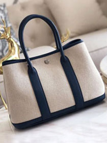Hermes original canvas large garden party 36 bag G36 white&navy blue