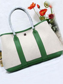 Hermes original canvas large garden party 36 bag G36 white&green 