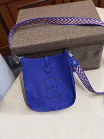 Hermes original togo leather mini evelyne tpm 17 shoulder bag E17 blue electrique